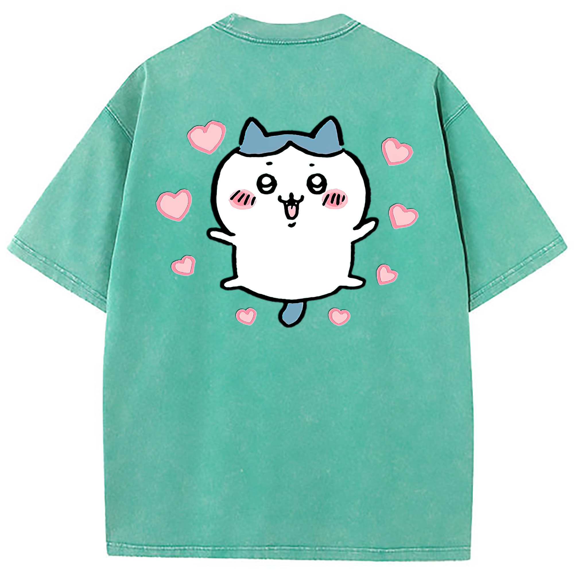 （画像用） ちいかわ ハチワレ Chii-kawa hachiware 綿100% ヴィンテージ風 半袖Tシャツ（背面プリント）